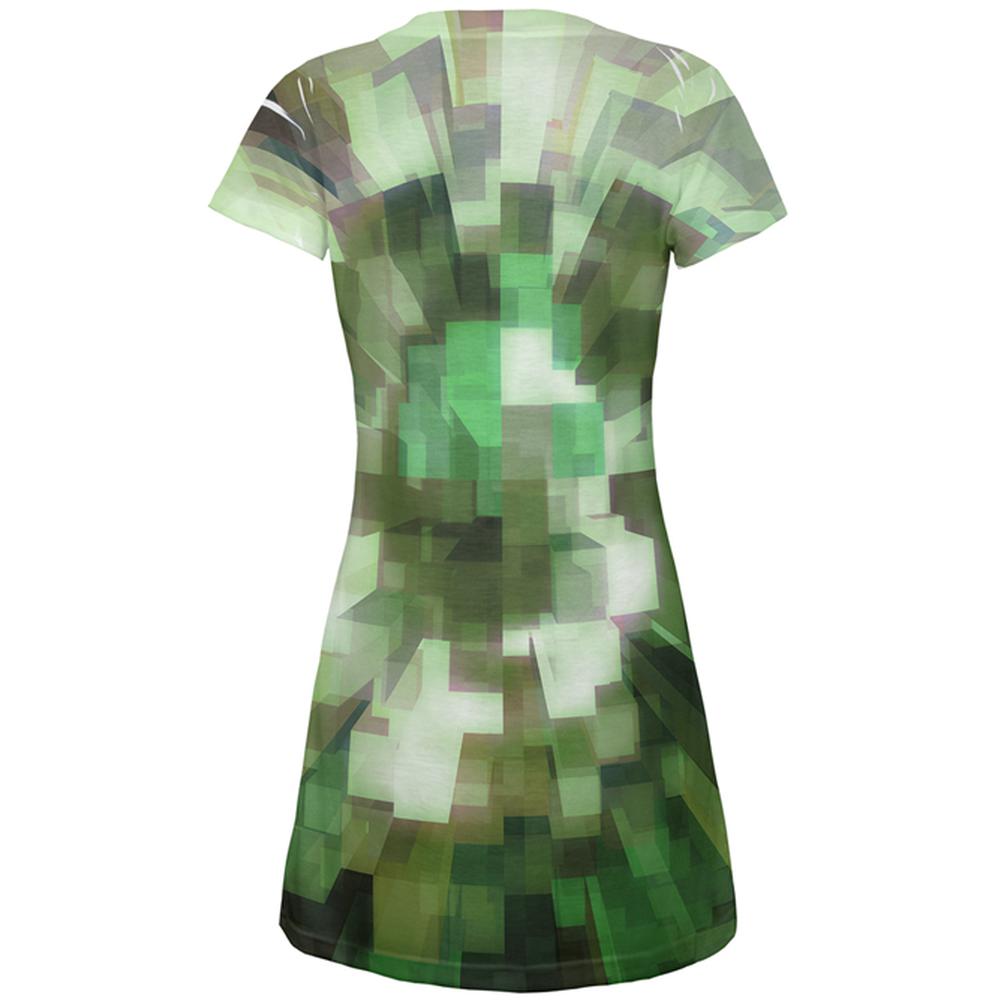 World Game Builder Camo Blocks All Over Juniors Beach Cover-Up Dress Juniors Dresses Old Glory