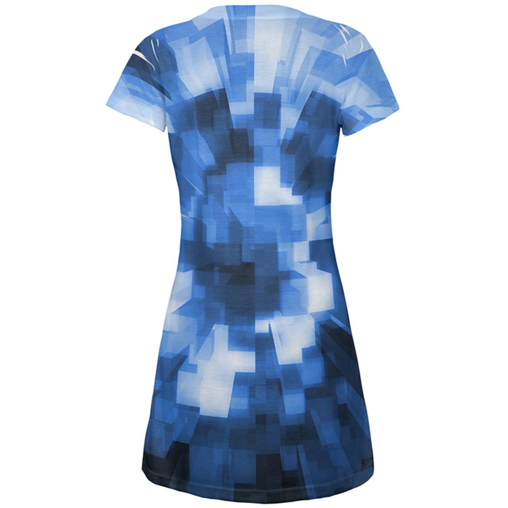 World Game Builder Water Blocks All Over Juniors Beach Cover-Up Dress Juniors Dresses Old Glory