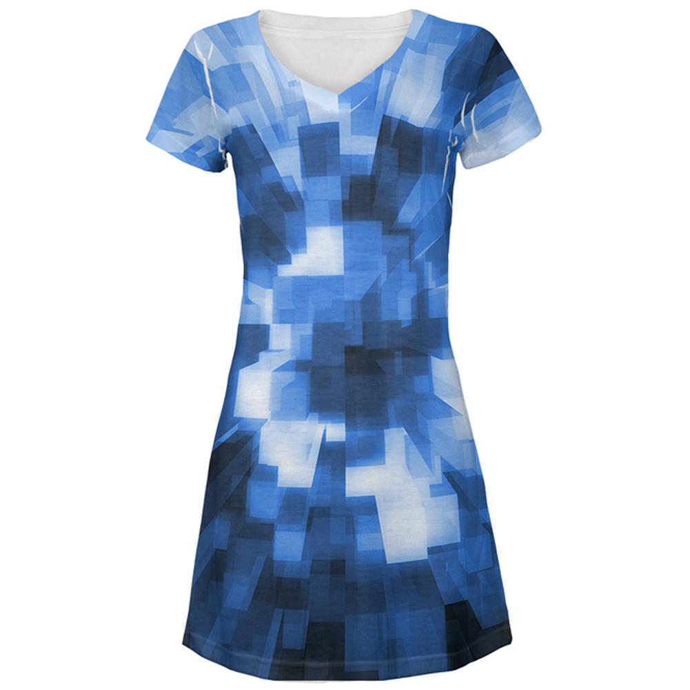 World Game Builder Water Blocks All Over Juniors Beach Cover-Up Dress Juniors Dresses Old Glory MD Multi