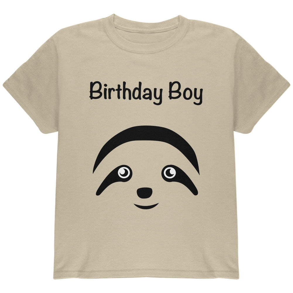 Birthday Boy Cute Sloth Face Youth T Shirt Youth T-Shirts Old Glory YLG Sand