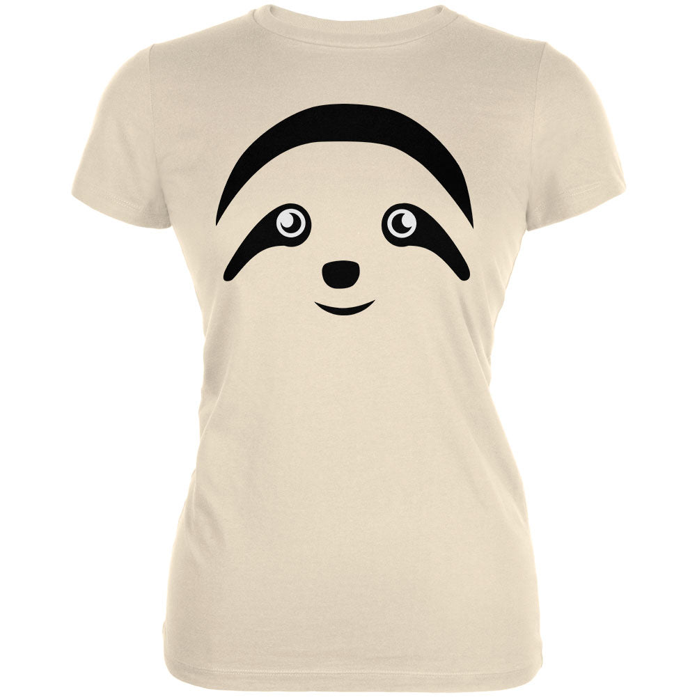Cute Sloth Face Juniors Soft T Shirt Juniors T-Shirts Old Glory 2XL Soft Cream