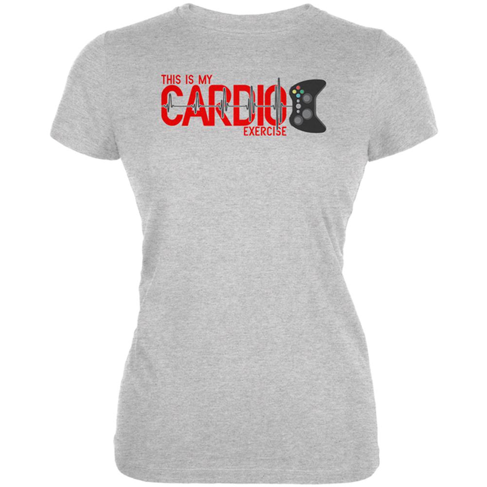 My Cardio Exercise Game Controller Heartbeat Juniors Soft T Shirt Juniors T-Shirts Old Glory SM Heather