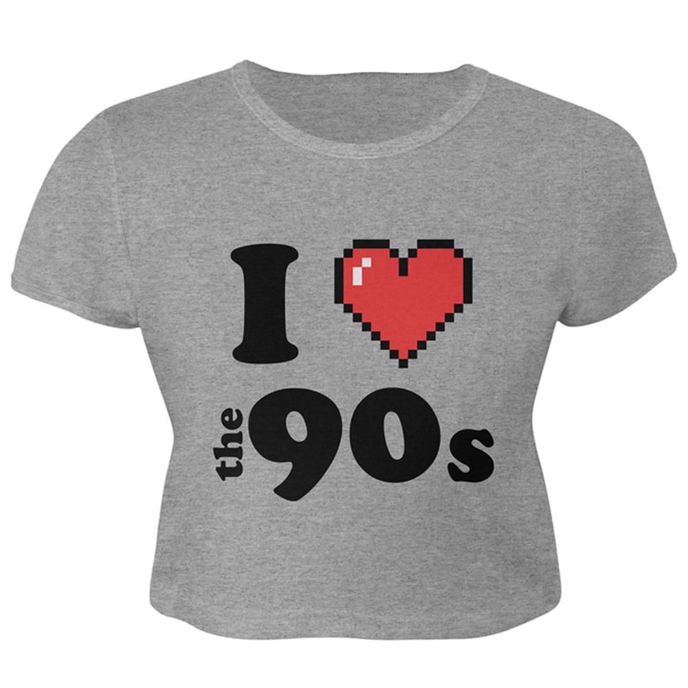 I Heart The 90s Juniors Crop Top T-Shirt Juniors Crop T-Shirts Old Glory LG Heather