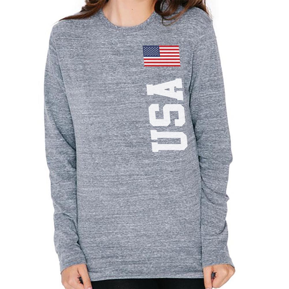 4th of July USA World Cup Mens Soft Long Sleeve T Shirt Men's Long Sleeves Old Glory 2XL Heather