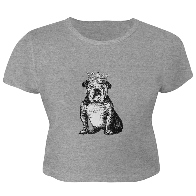 Bulldog Crown Juniors Crop Top T-Shirt Juniors T-Shirts Old Glory LG Grey