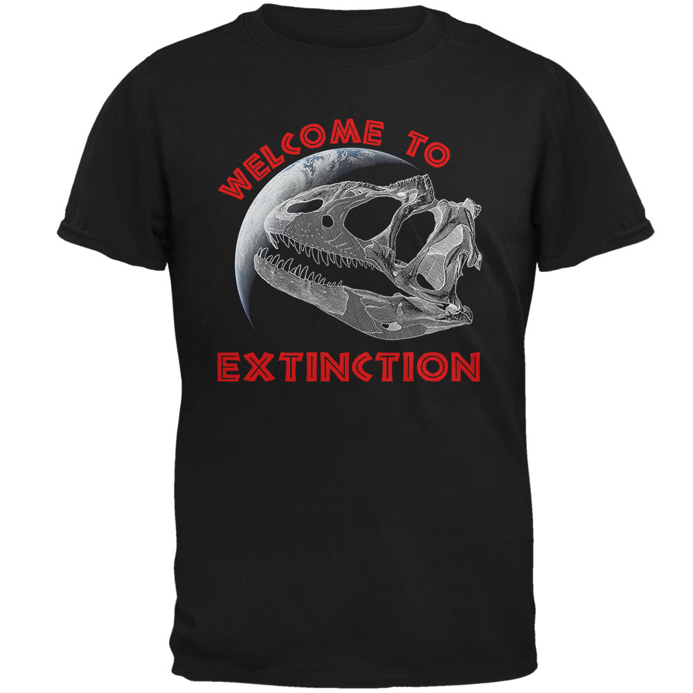 Earth Day Dino Dinosaur Fossil Welcome To Extinction Mens Soft T Shirt Men's T-Shirts Old Glory 2XL Black