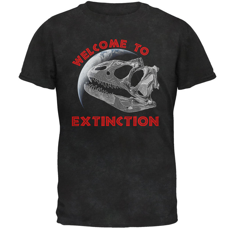 Earth Day Dino Dinosaur Fossil Welcome To Extinction Mens Soft T Shirt Men's T-Shirts Old Glory SM Charcoal Black