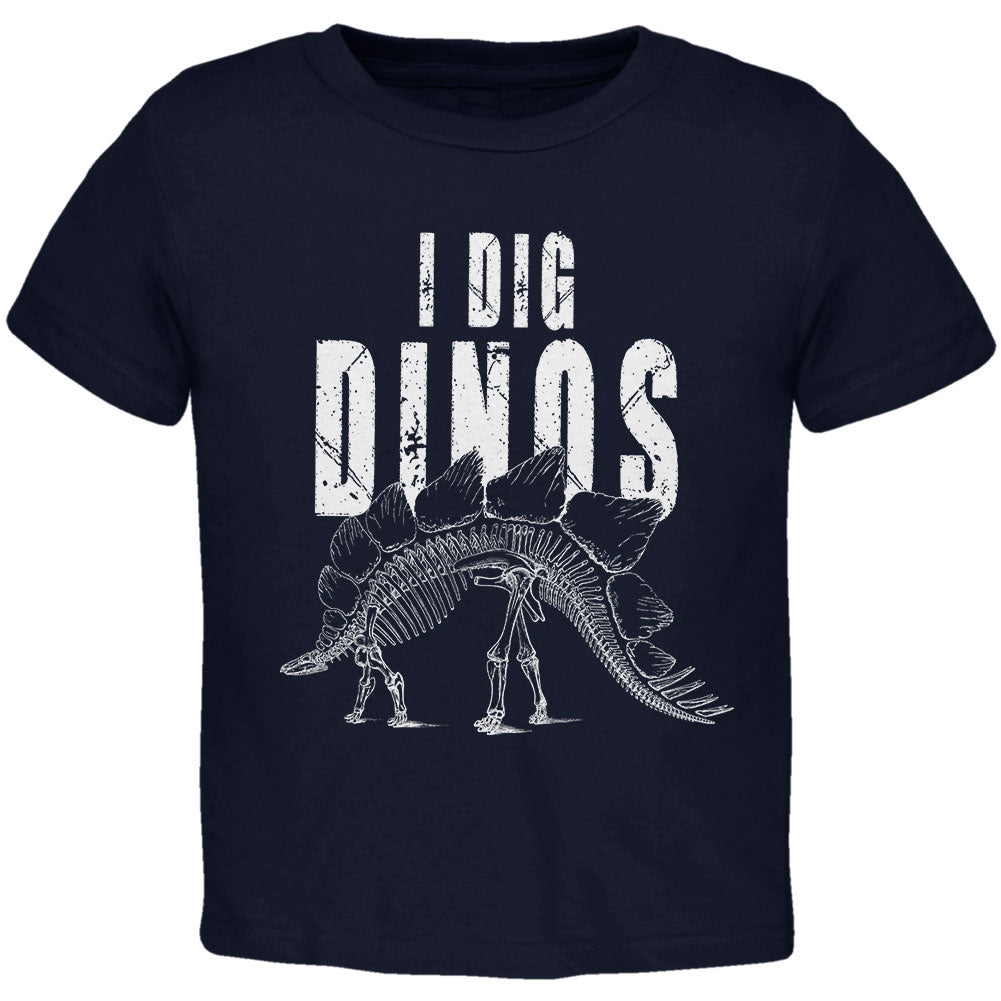 I Dig Dinos Dinosaur Fossil Bones Stegosaurus Toddler T Shirt Toddler T-Shirts Old Glory 2T Navy