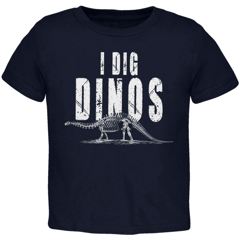 I Dig Dinos Dinosaur Fossil Bones Brontosaurus Toddler T Shirt Toddler T-Shirts Old Glory 2T Navy
