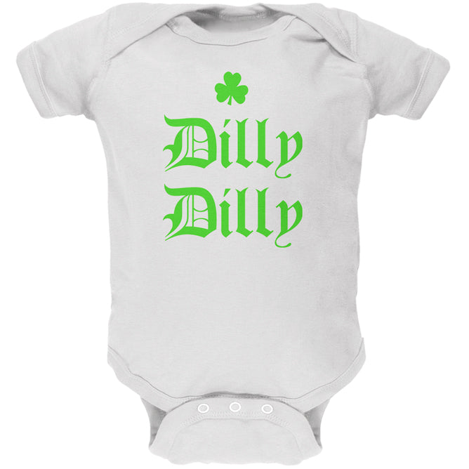 St. Patricks Day Dilly Dilly Shamrock Soft Baby One Piece Baby One Piece Old Glory 0-3M White
