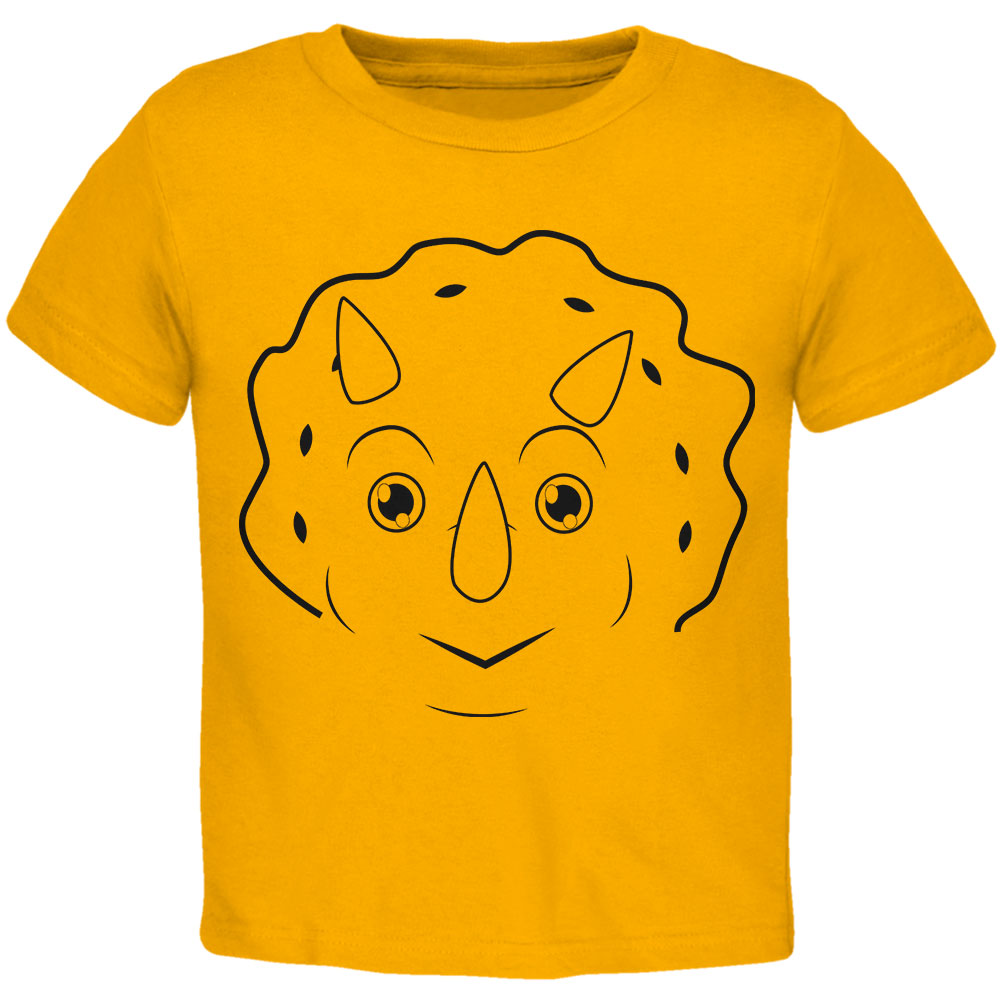 Cute Dino Dinosaur Face Triceratops Toddler T Shirt Toddler T-Shirts Old Glory 2T Gold