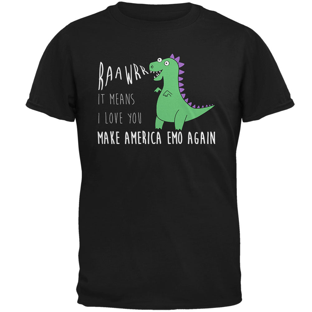Make America Emo Again Rawr I Love You Dinosaur Mens T Shirt Men's T-Shirts Old Glory 2XL Black