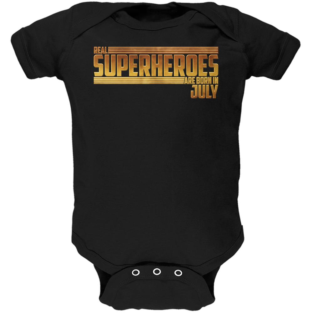 Real Superheroes are born in July Soft Baby One Piece Baby One Piece Old Glory 0-3M Black