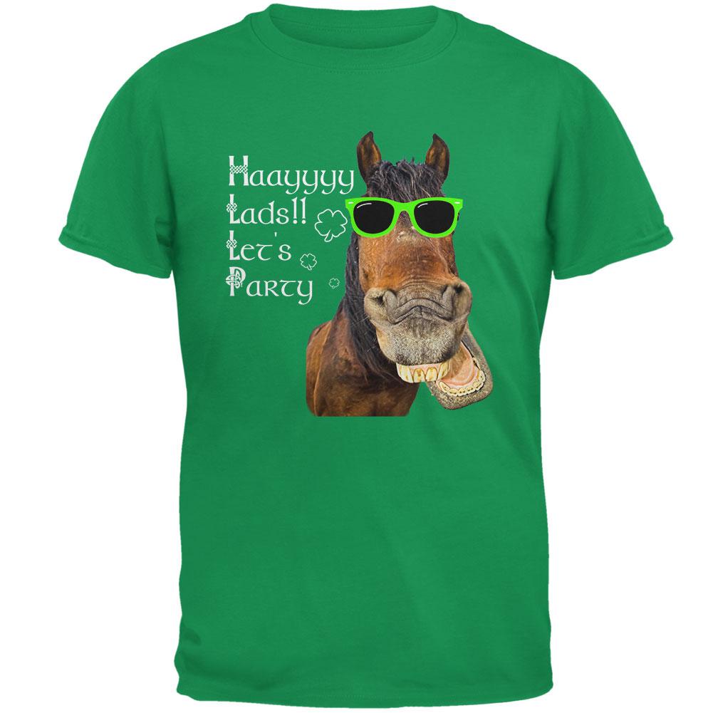 St. Patrick's Day Hey Lads Lets Party Horse Mens T Shirt Men's T-Shirts Old Glory 2XL Irish Green