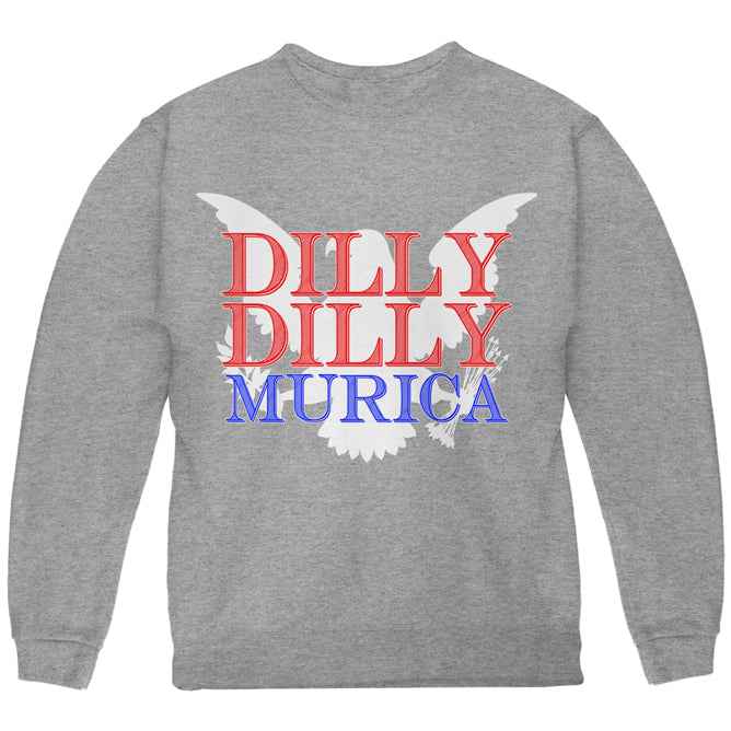 4th of July Dilly Dilly MURICA Youth Sweatshirt Youth Sweatshirts 4th of July YLG Sport Grey