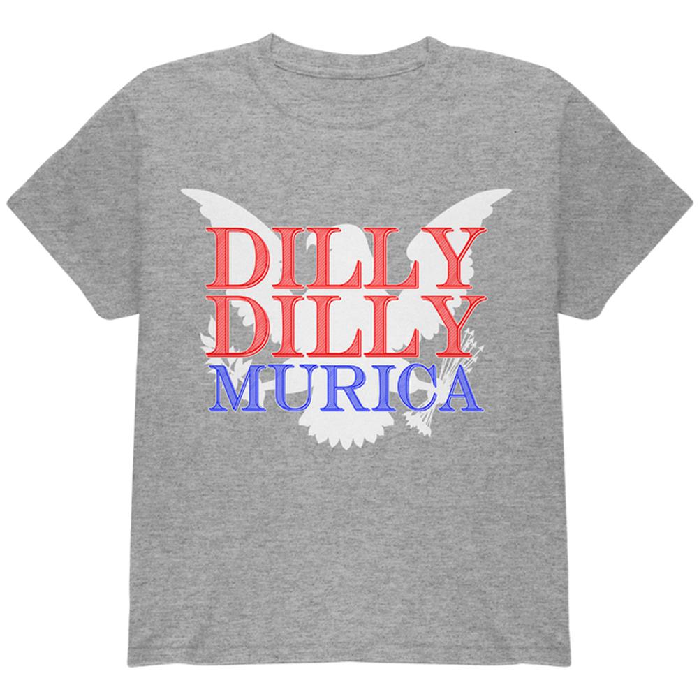 4th of July Dilly Dilly MURICA Youth T Shirt Youth T-Shirts Old Glory LG Heather