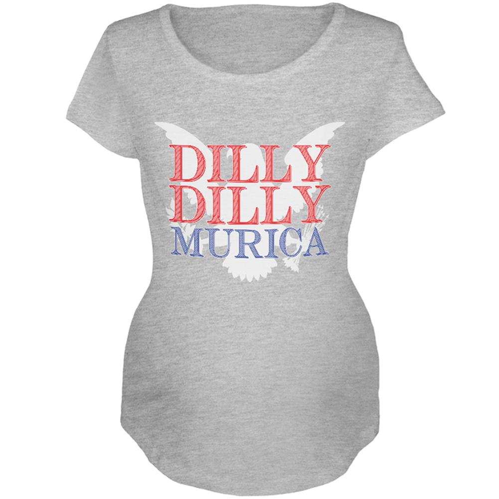 4th of July Dilly Dilly MURICA Maternity Soft T Shirt Maternity T-Shirts Old Glory 2XL Heather