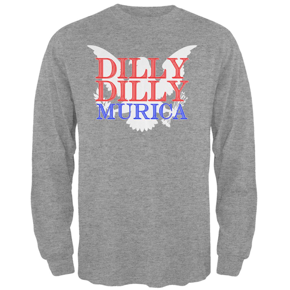 4th of July Dilly Dilly MURICA Mens Long Sleeve T Shirt Men's Long Sleeves Old Glory 2XL Heather