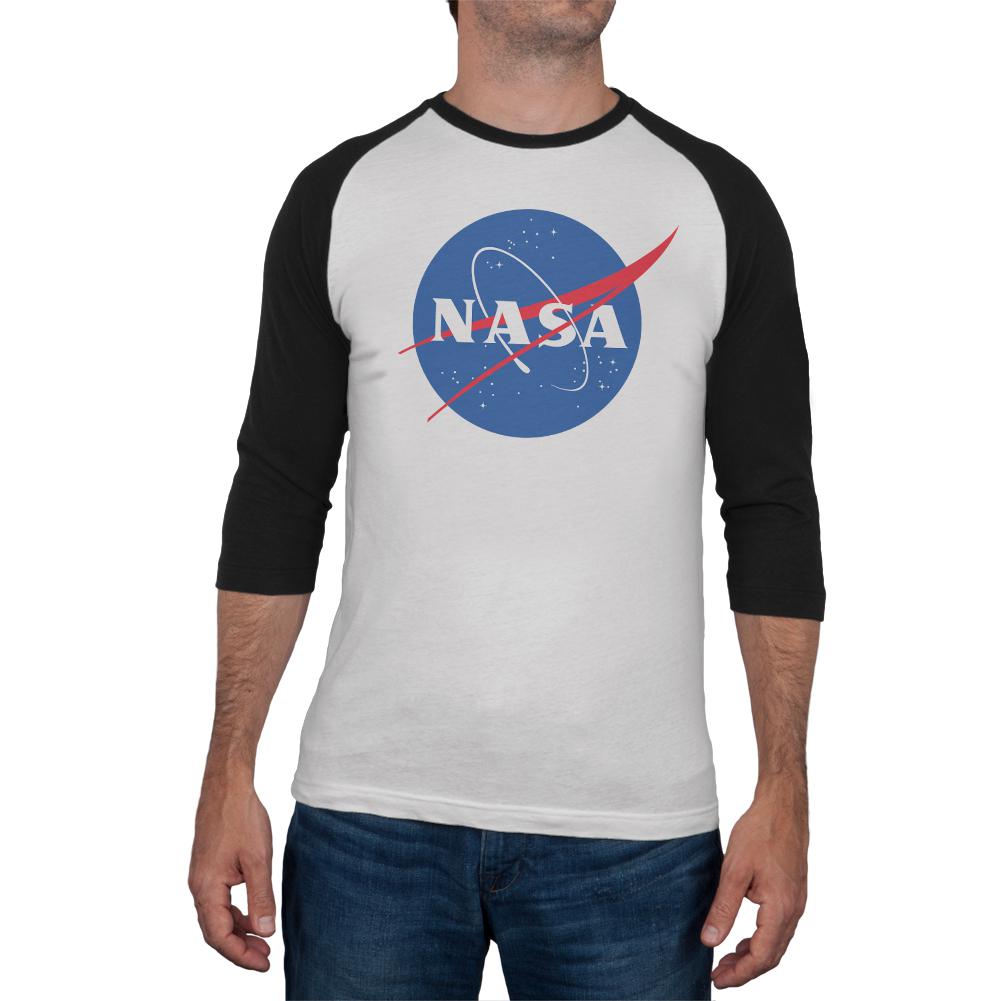NASA Logo Mens Soft Raglan T Shirt Men's T-Shirts NASA 2XL White-Black