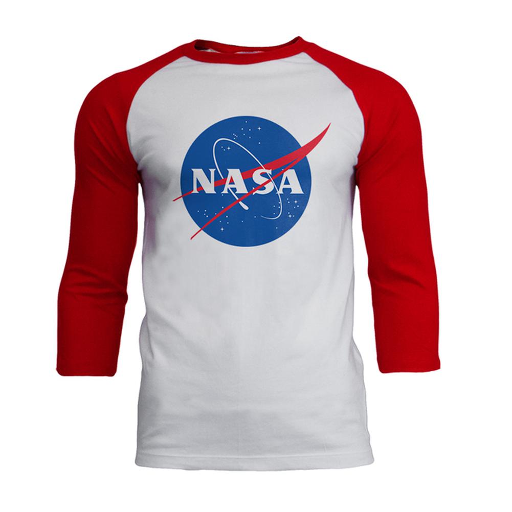 NASA Logo Mens Soft Raglan T Shirt Men's T-Shirts NASA 2XL White-Red