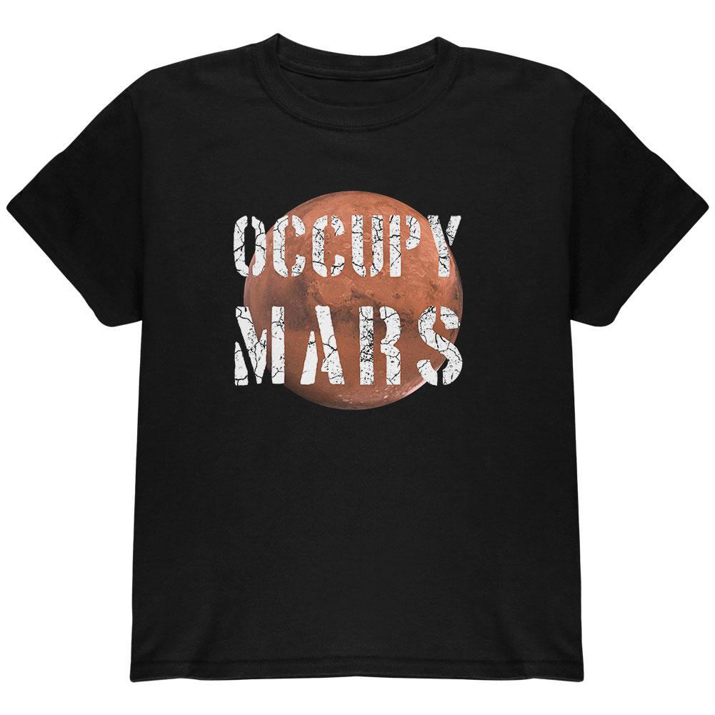 Planet Mars Occupy Mars Youth T Shirt Youth T-Shirts Old Glory LG Black