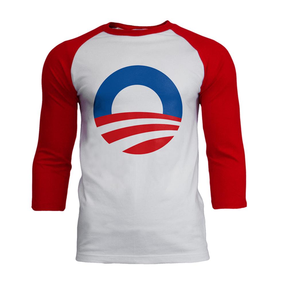 Obama - Large Rising Sun Logo Mens Soft Raglan T Shirt Men's T-Shirts Old Glory 2XL White-Red