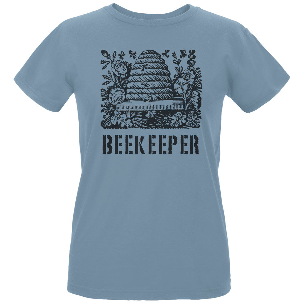 Vintage Bee Beekeeper Hive Womens Organic T Shirt Women's T-Shirts global LG Blue