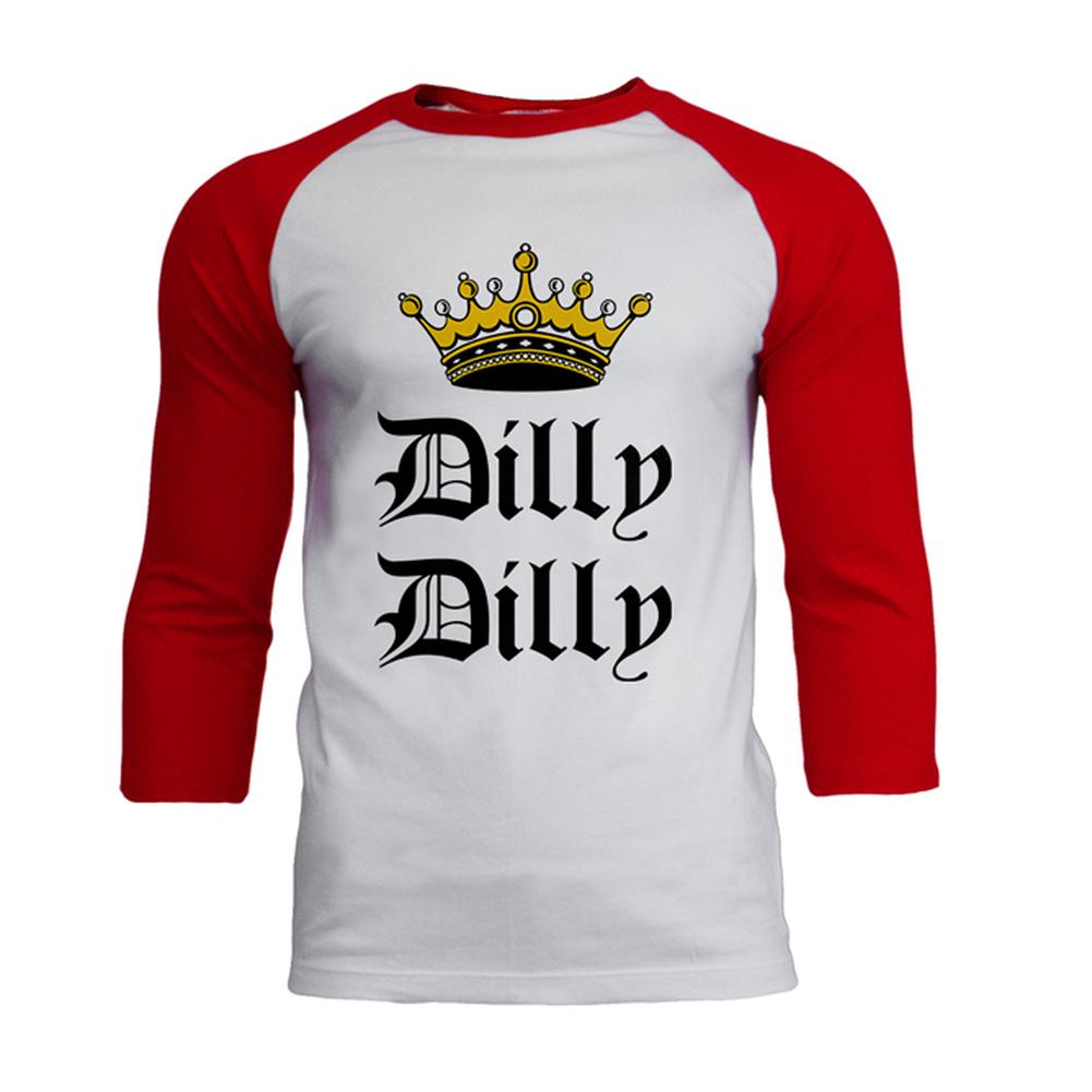 Dilly Dilly Crown Olde English Mens Soft Raglan T Shirt Men's T-Shirts Old Glory 2XL White-Red