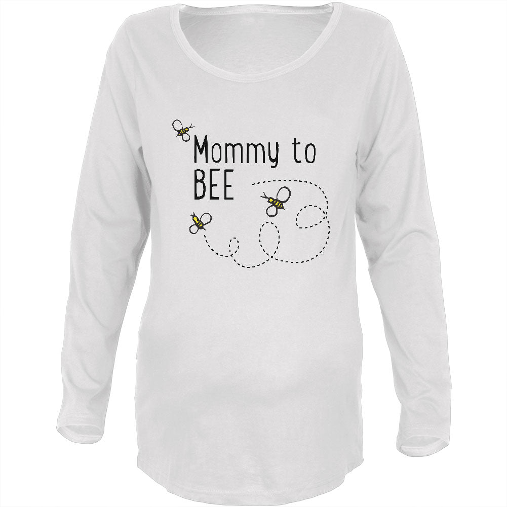 Bees Bumblebee Mommy to Bee Be Maternity Soft Long Sleeve T Shirt Maternity Long Sleeve T-Shirts global 2XL White
