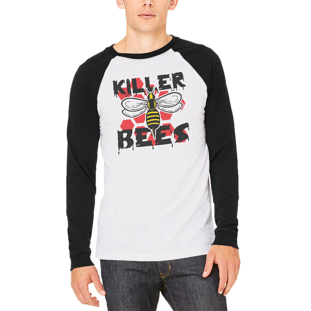 Killer Bees Honey Bee Mens Long Sleeve Raglan T Shirt Men's Long Sleeves global 2XL White-Black