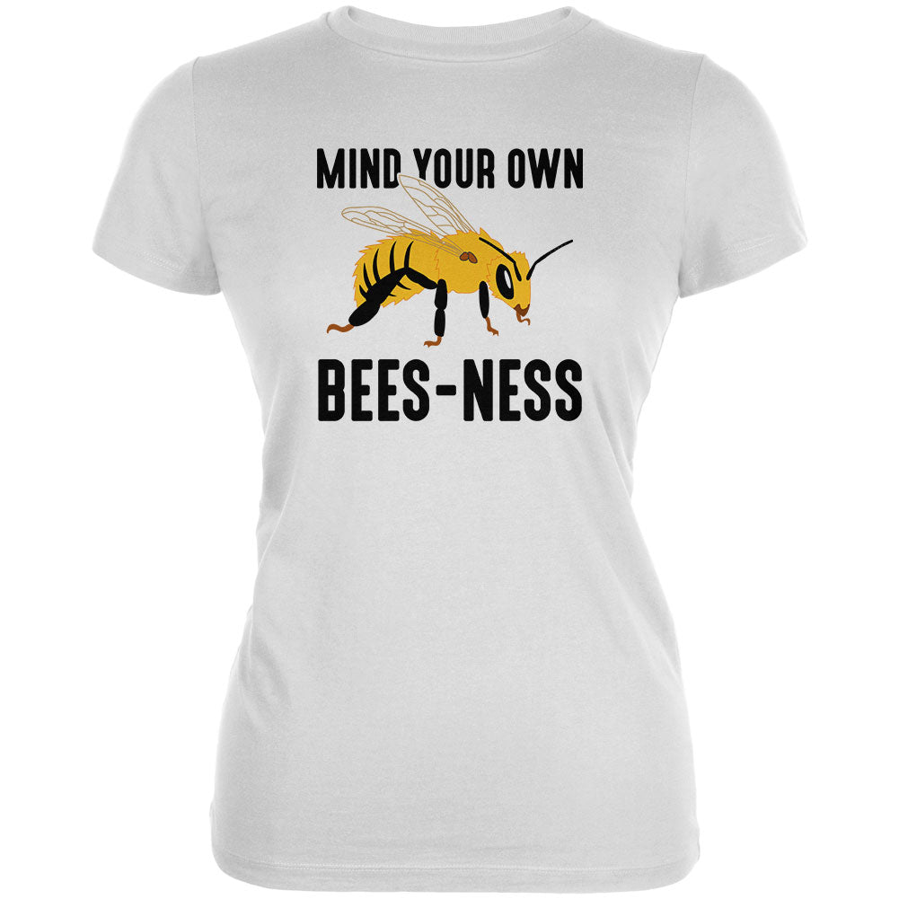 Honey Bee Mind Your Own Bees-ness Business Juniors Soft T Shirt Junior's T-Shirts global 2XL White