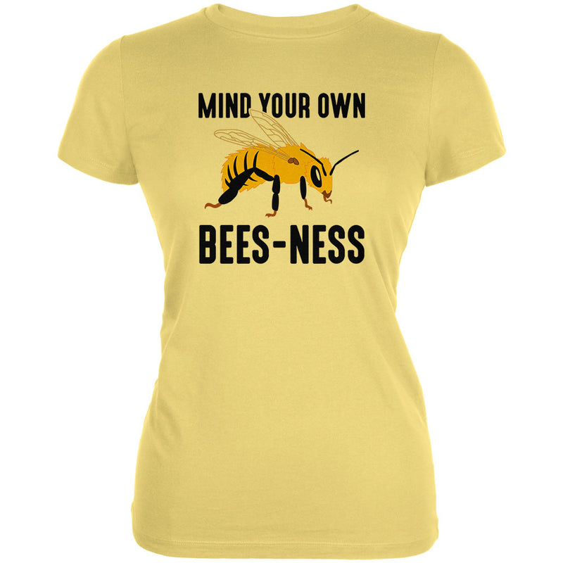 Honey Bee Mind Your Own Bees-ness Business Juniors Soft T Shirt Junior's T-Shirts global LG Yellow