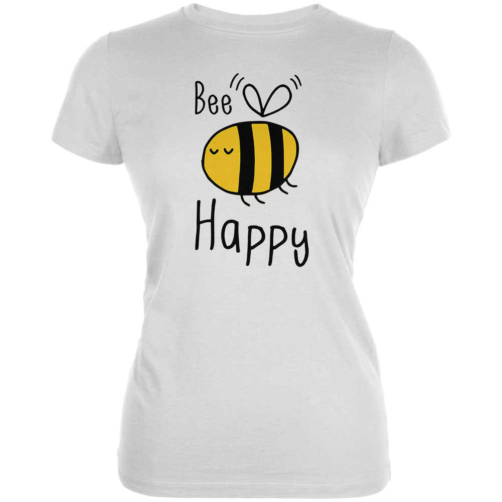 Honey Bee Bees Bee Happy Juniors Soft T Shirt Junior's T-Shirts global 2XL White
