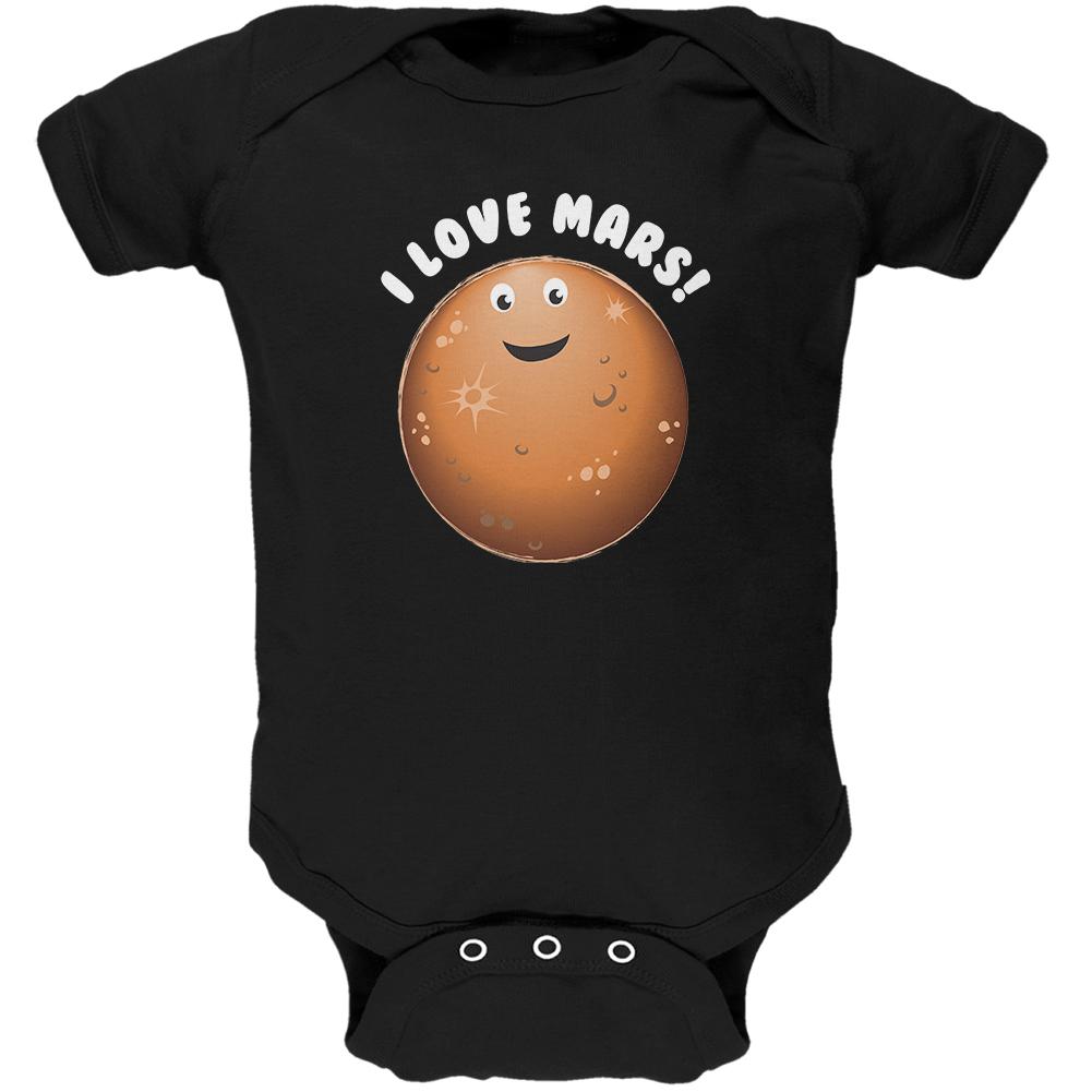 Planet Mars I Love Mars Soft Baby One Piece Baby One Piece Old Glory 0-3M Black