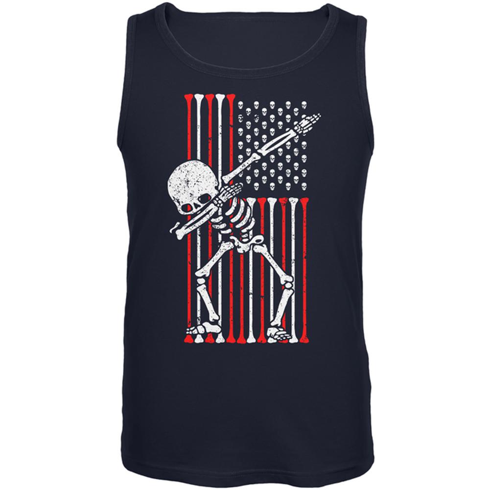 4th of July Dabbing Skeleton American Flag Skulls Mens Tank Top Men's Tank Tops Old Glory 2XL Navy