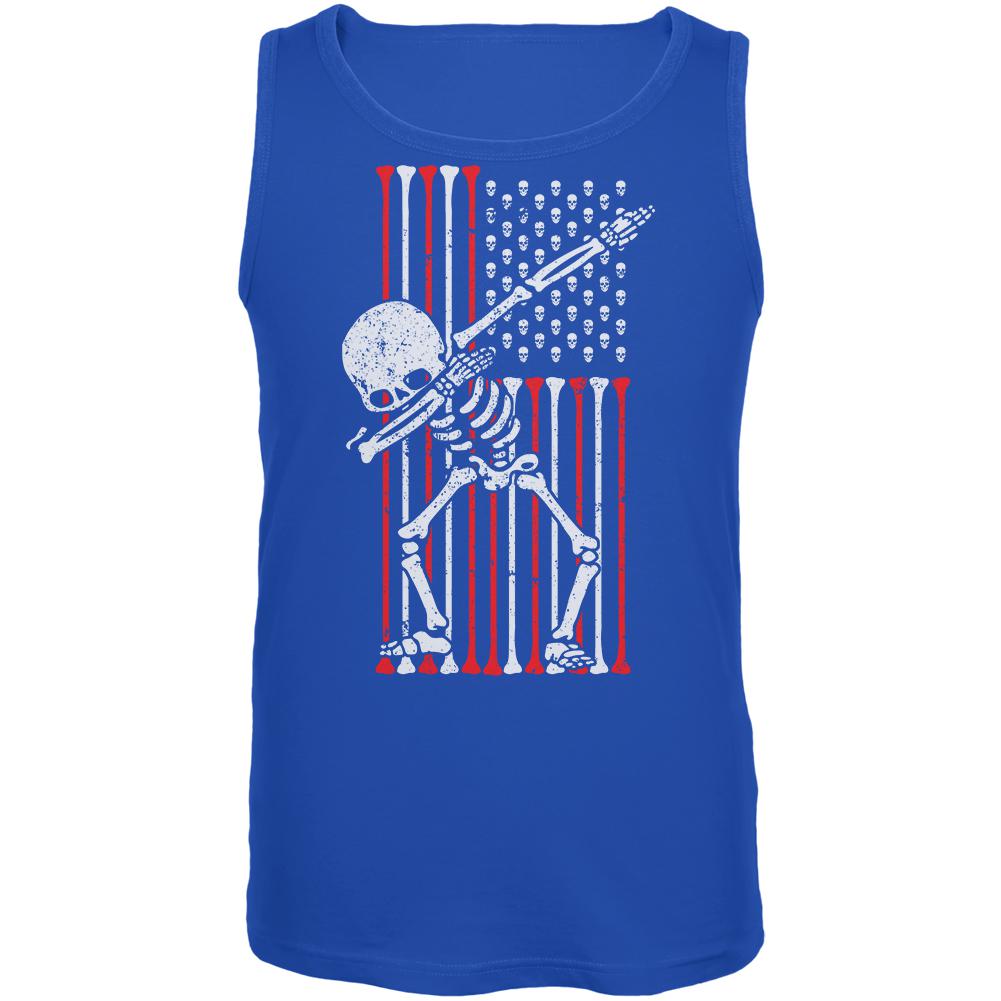 4th of July Dabbing Skeleton American Flag Skulls Mens Tank Top Men's Tank Tops Old Glory 2XL Blue