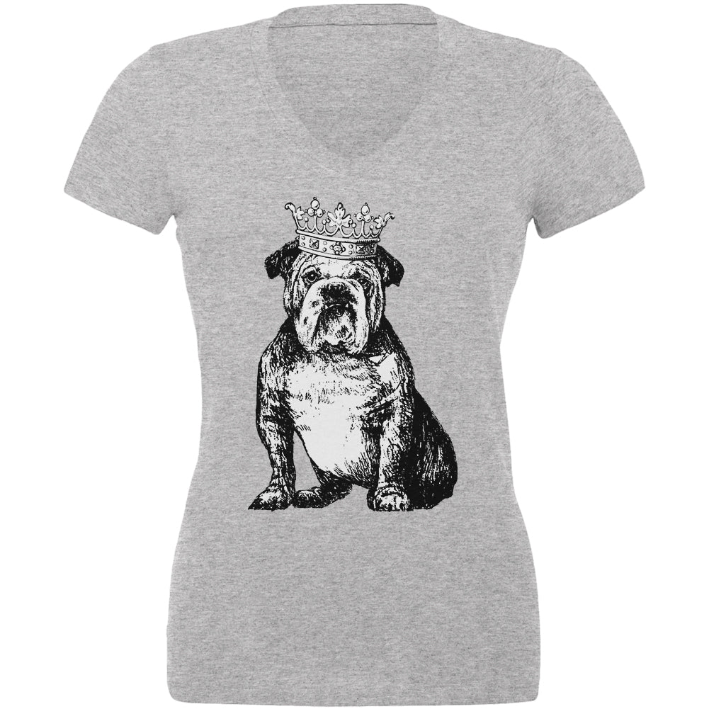 Bulldog Crown Juniors V-Neck T Shirt Juniors T-Shirts Old Glory 2XL Heather Grey