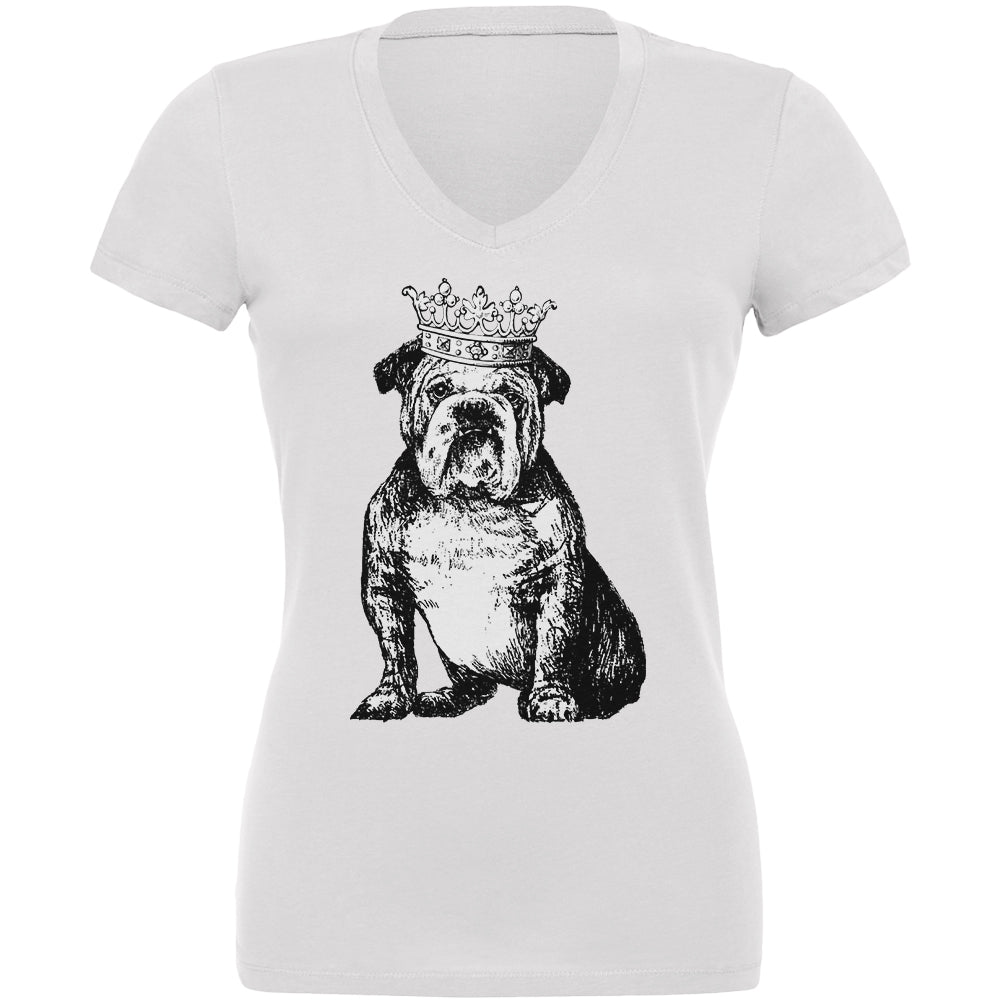 Bulldog Crown Juniors V-Neck T Shirt Juniors T-Shirts Old Glory 2XL White