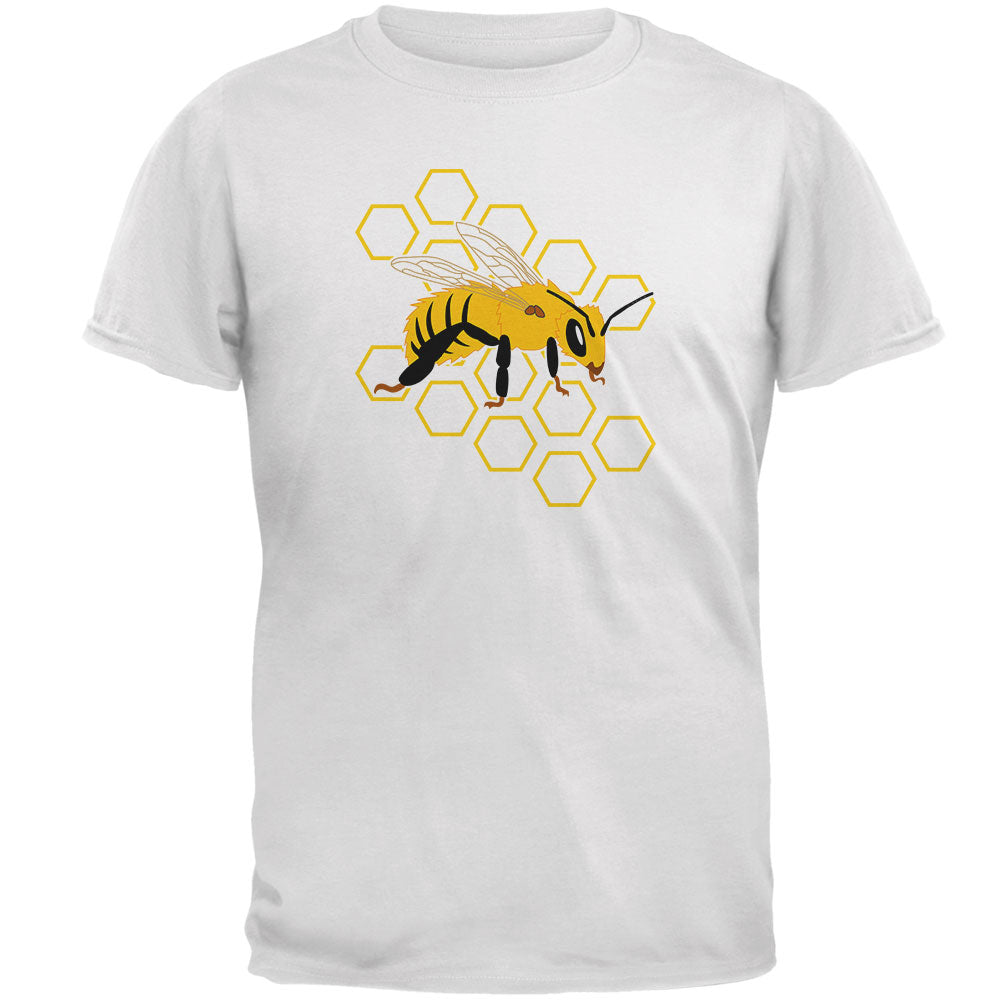 Honey Bee Honeycomb Outline Mens T Shirt Men's T-Shirts global 2XL White