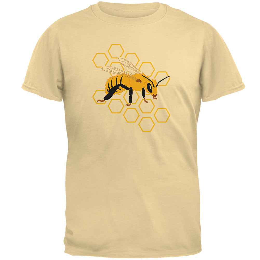 Honey Bee Honeycomb Outline Mens T Shirt Men's T-Shirts global 2XL Yellow Haze