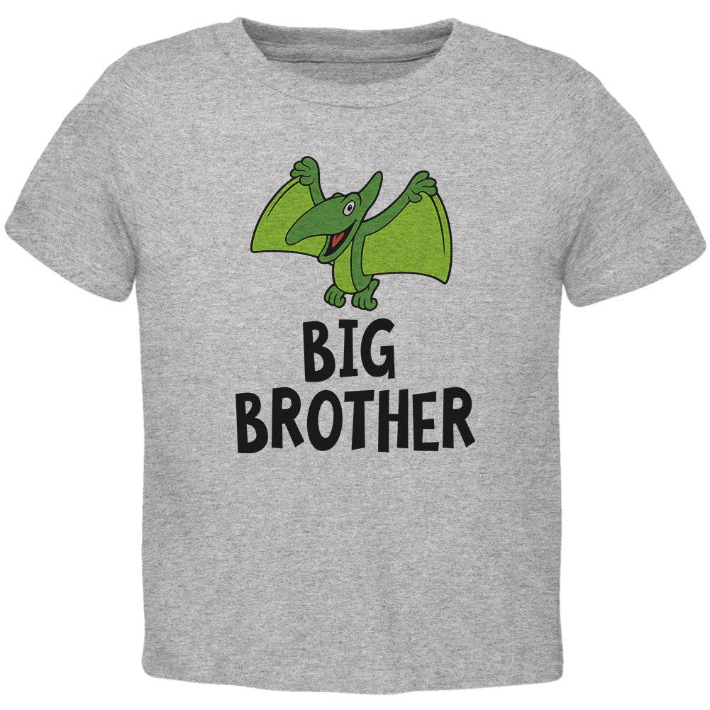 Big Brother Dino Dinosaur Pterodactyl Toddler T Shirt Toddler T-Shirts Old Glory 2T Grey