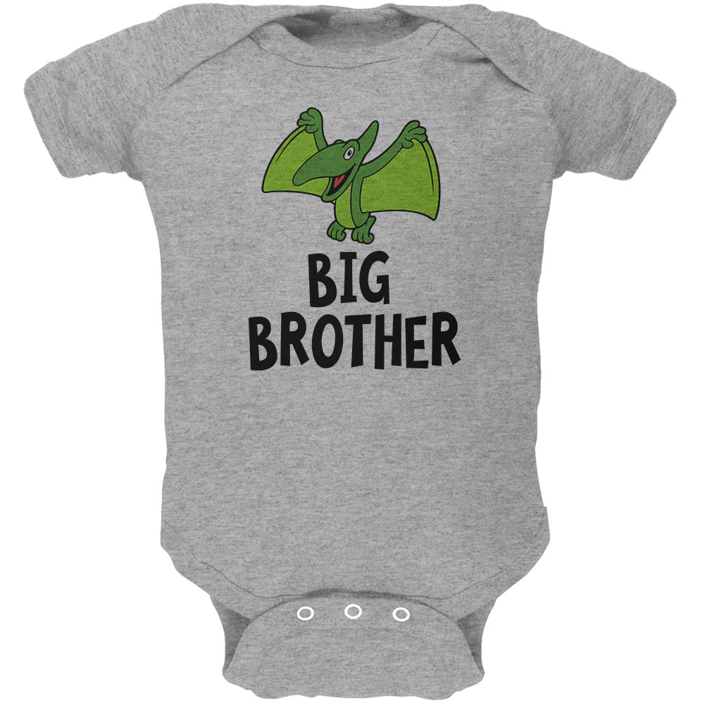 Big Brother Dino Dinosaur Pterodactyl Soft Baby One Piece Baby One Piece Old Glory 0-3M Grey