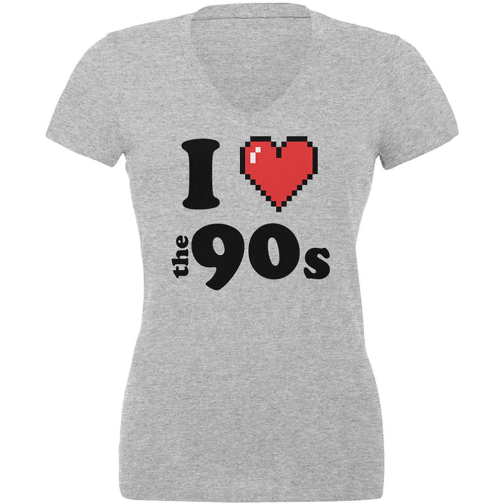 I Heart the 90s Juniors V-Neck T Shirt Juniors T-Shirts Old Glory 2XL Heather