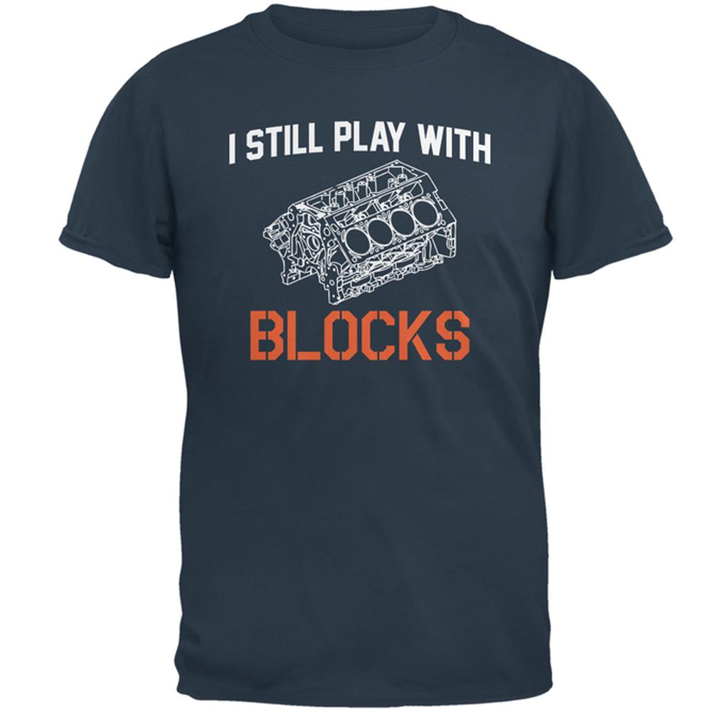 Auto Racing I Still Play With Blocks Mens T Shirt Men's T-Shirts Old Glory LG Denim