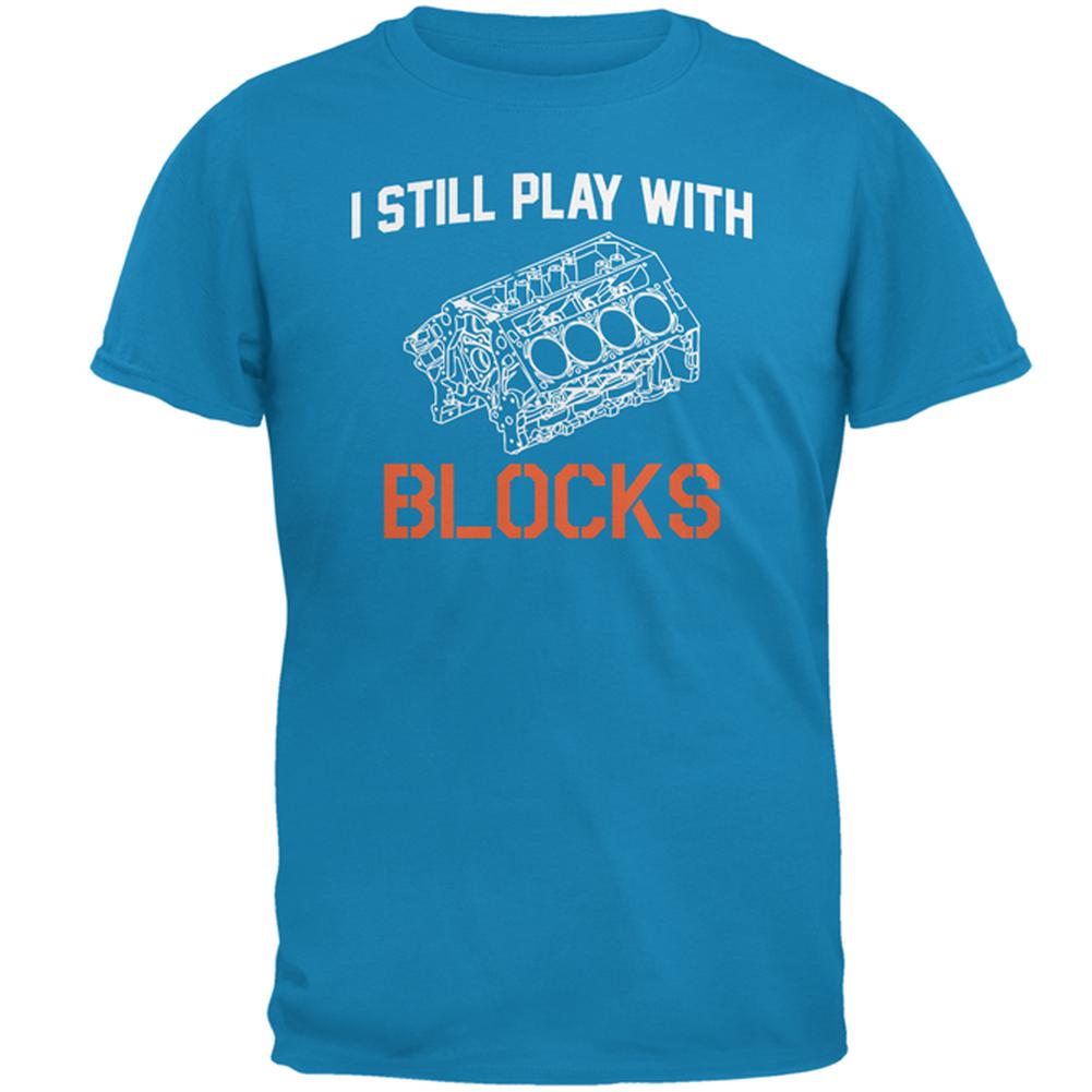 Auto Racing I Still Play With Blocks Mens T Shirt Men's T-Shirts Old Glory 2XL Sapphire