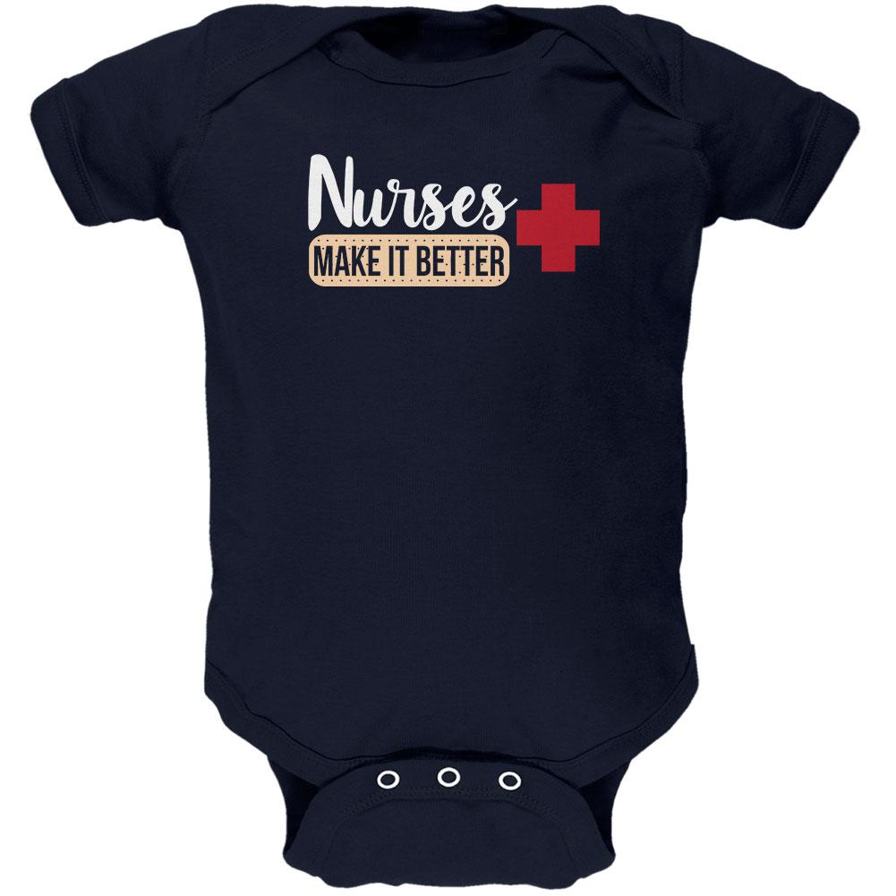 Nurses Make It Better Soft Baby One Piece Baby One Piece Old Glory 0-3M Navy