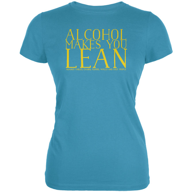 Alcohol Makes You Lean Funny Juniors Soft T Shirt Junior's T-Shirts global LG Aqua
