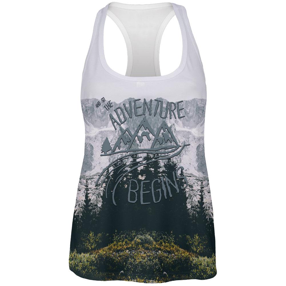 Hiking Mountains So The Adventure Begins All Over Womens Work Out Tank Top Women's Tank Tops Old Glory 2XL Multi