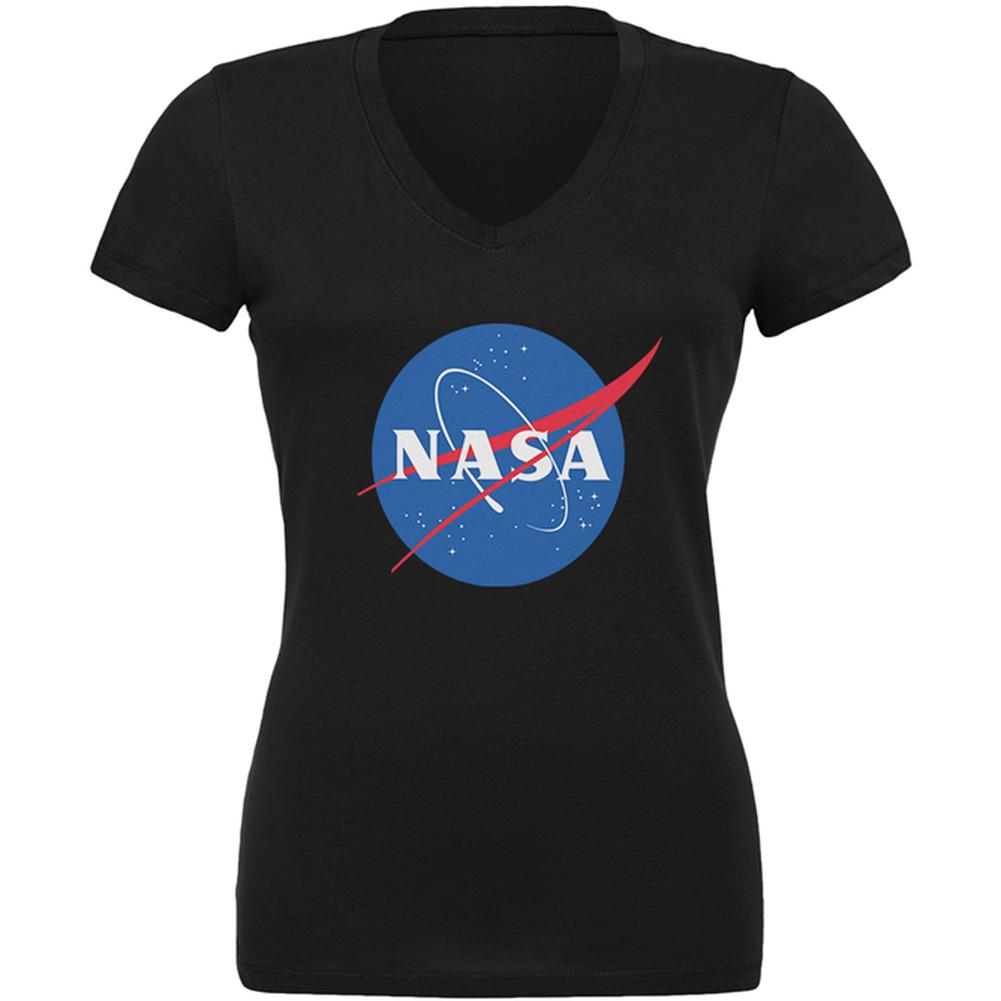 NASA Logo Juniors V-Neck T Shirt Juniors T-Shirts Old Glory