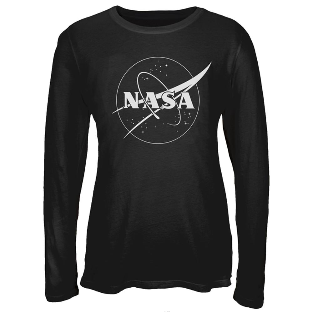 NASA Outline Logo Juniors Long Sleeve T-Shirt Juniors Long Sleeves NASA 2XL Black